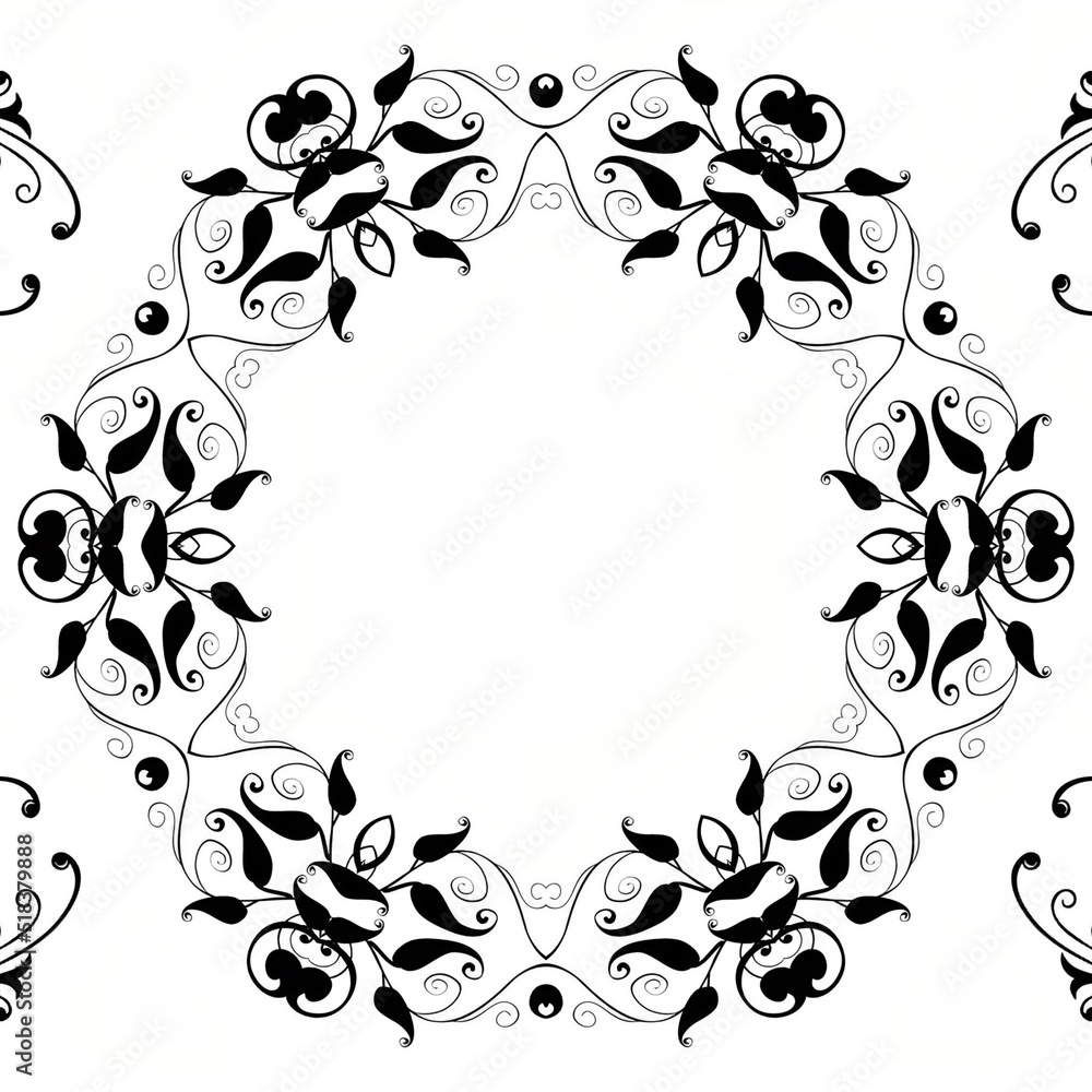 black and white floral frame