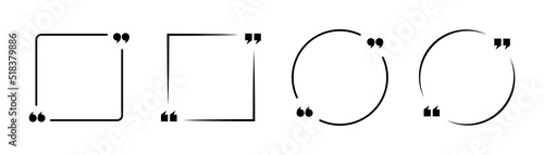 Quote box and circle. Quote frame with commas. Round and square box template. Quotation message mockup. Speech bubble frame template. Stock vector illustration