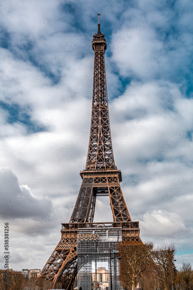 The iconic Eiffel Tower in a sunny winter day