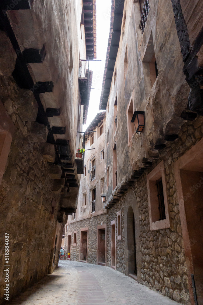 narrow street of the village of albarracin in spain
