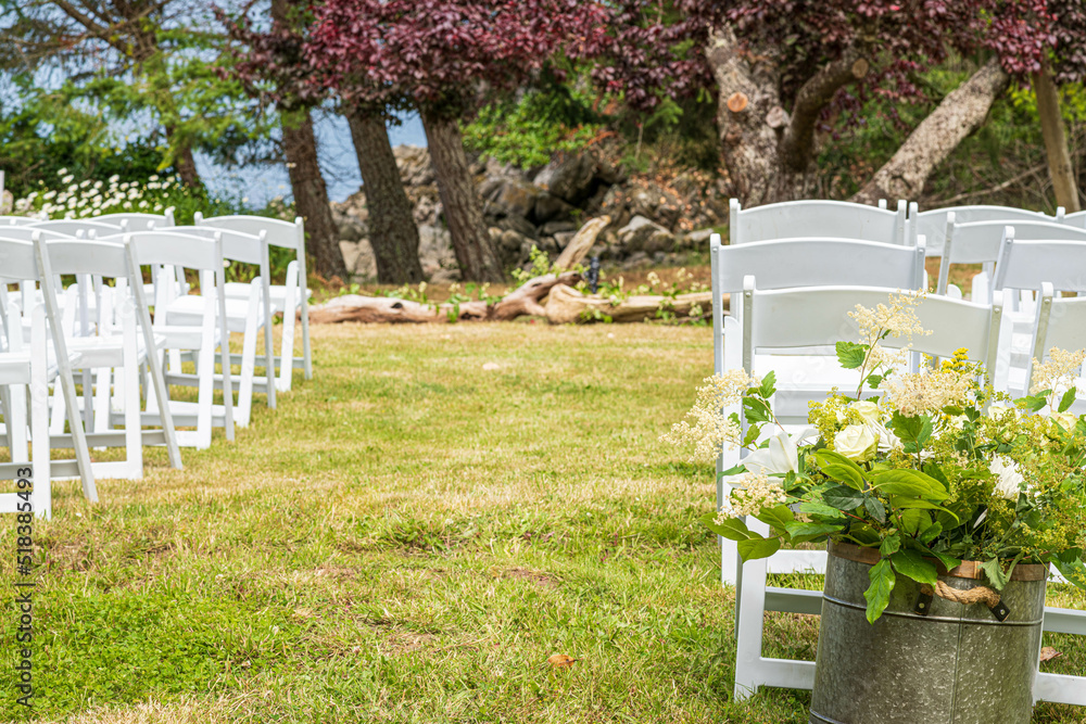 Empty Chairs Before an Outdoor Wedding Ceremony Empty Chairs Before an Outdoor Wedding Ceremony