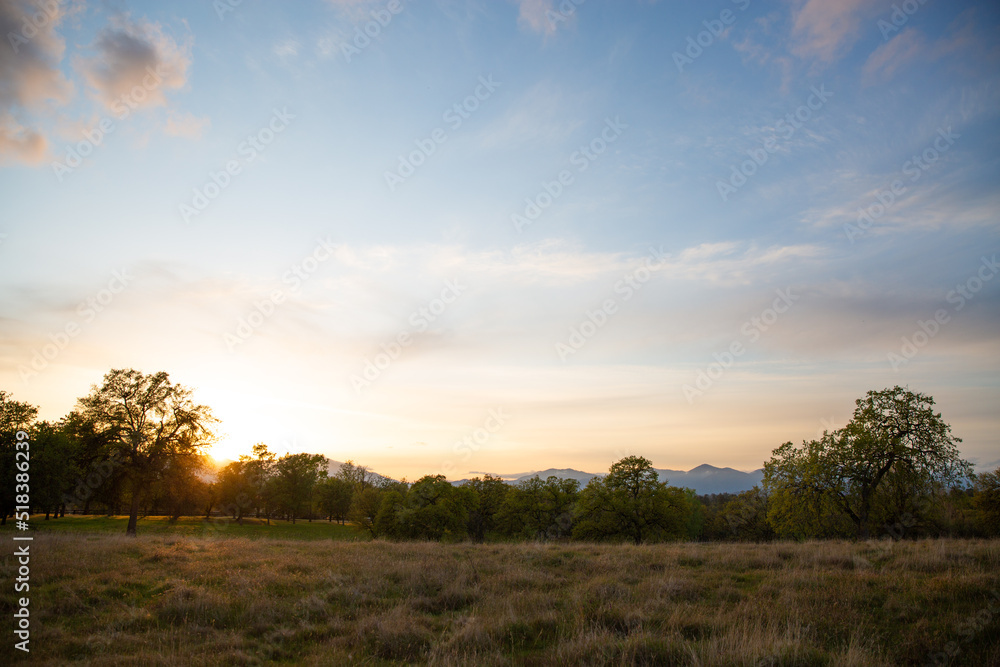 Warm Ranch Sunset Over Norcal Mountains Warm Ranch Sunset Over Norcal Mountains