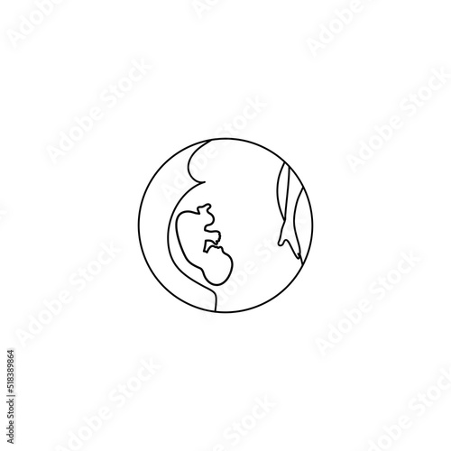 Pregnant woman vector illustration. Pregnant female sign. Fertilization and motherhood concept