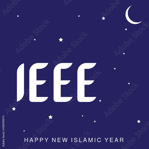 vector illustration happy new Hijri year 1444 . Happy Islamic New Year. Graphic design for the decoration of gift certificates, banners and flyer. Translation from Arabic : 1444.