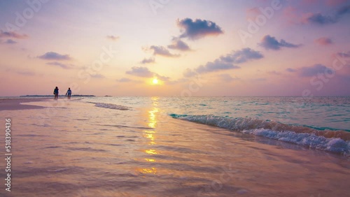 Beach in the Maldives during mellow sunset