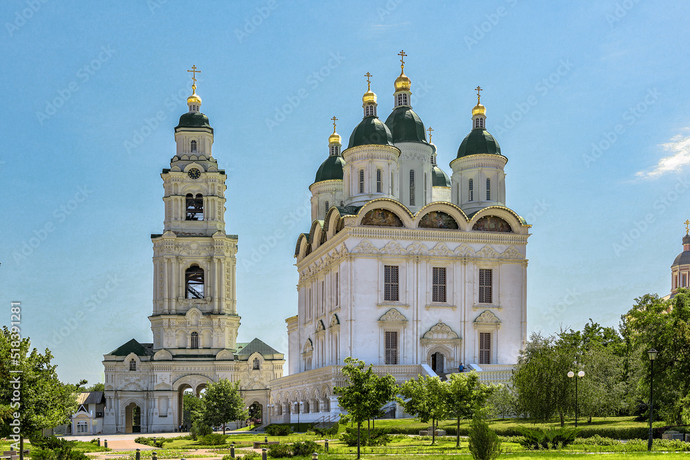 Astrakhan, Kremlin courtyard, Assumption Cathedral and bell tower