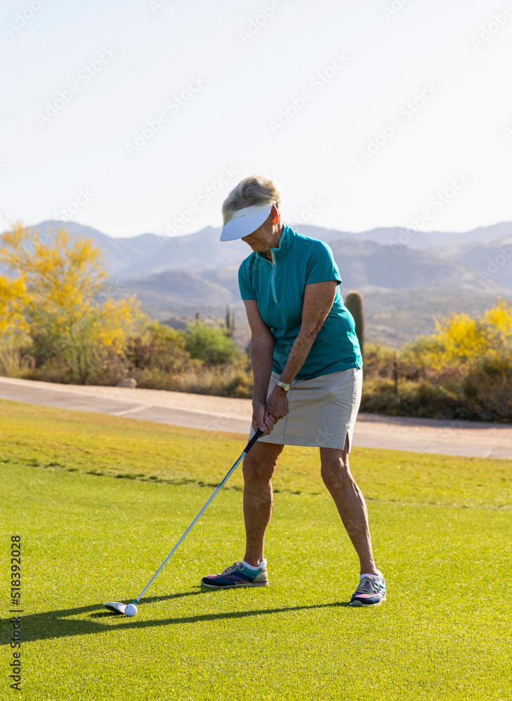 Early Morning Golf course fairway shot for Athletic Woman Early Morning Golf course fairway shot for Athletic Woman