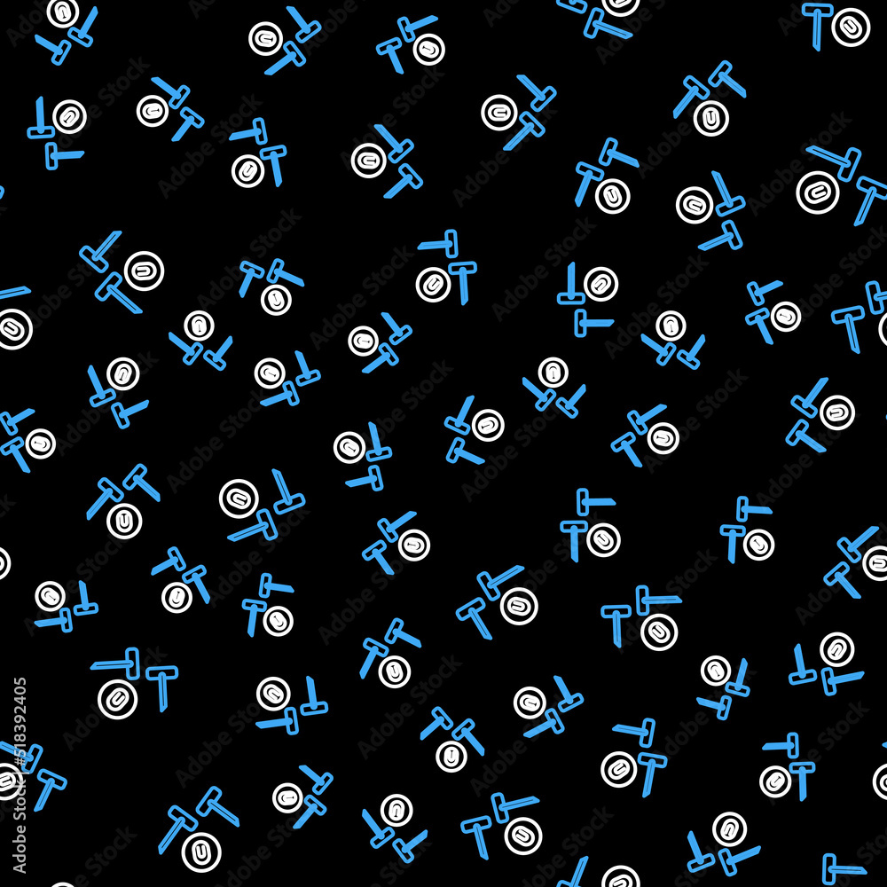 Line Curling sport game icon isolated seamless pattern on black background. Sport equipment. Vector Line Curling sport game icon isolated seamless pattern on black background. Sport equipment. Vector
