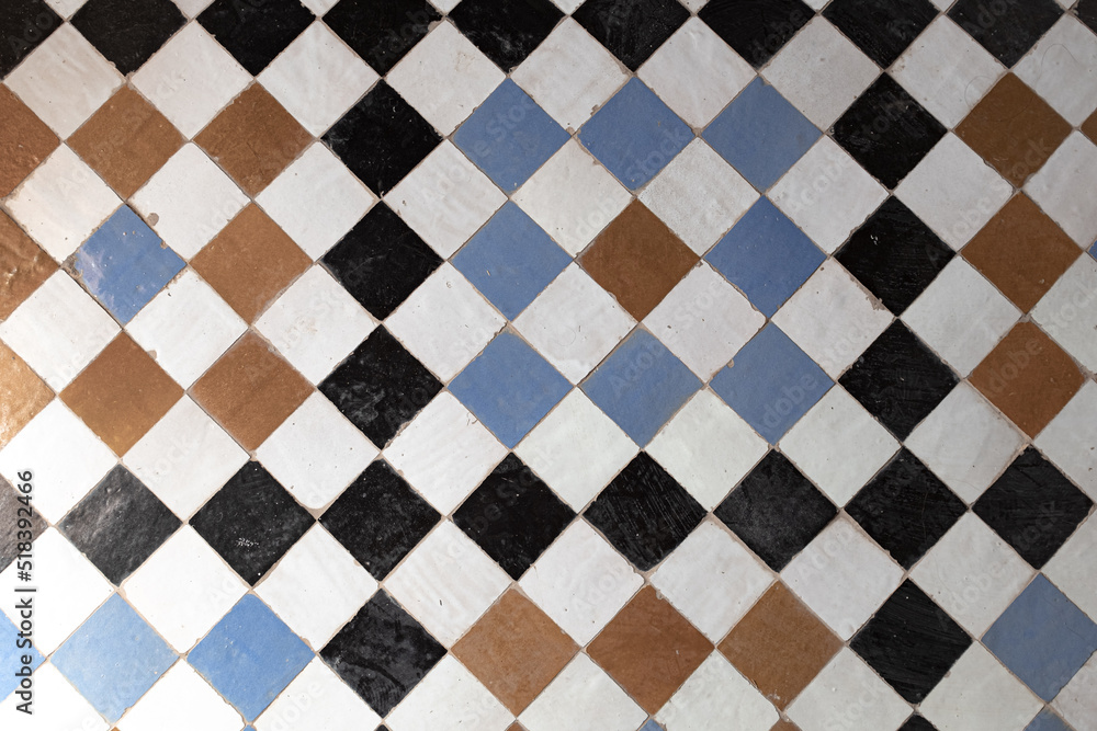 blue black brown and white squared wall pattern handmade on a wall blue black brown and white squared wall pattern handmade on a wall