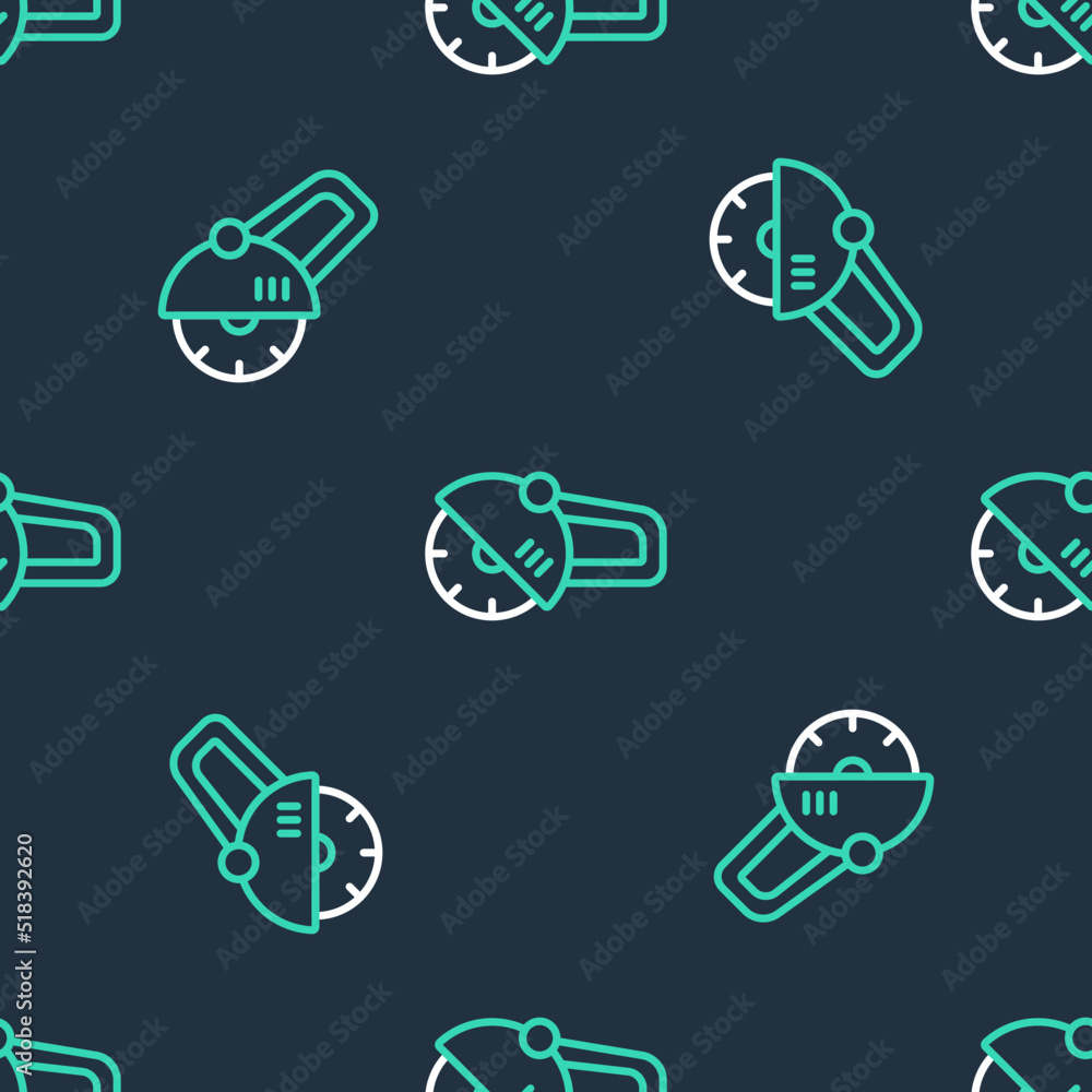 Line Angle grinder icon isolated seamless pattern on black background. Vector Line Angle grinder icon isolated seamless pattern on black background. Vector