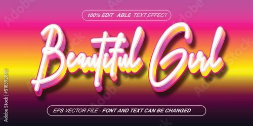 beautiful girl 3d editable text effect