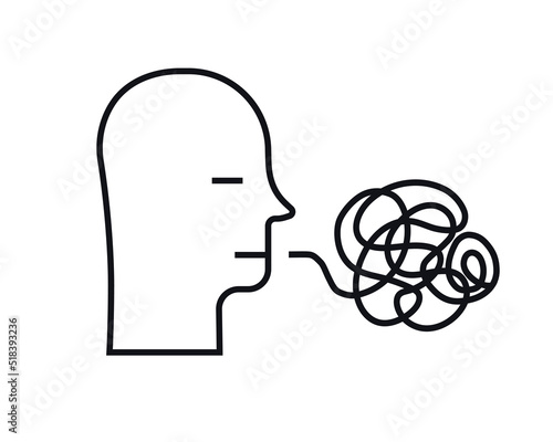 Person talking nonsense speech. Poor communication, unclear explanations, not understanding, confused speech, gossip, hard speaking, abusing talk, depression, stress discussion, anxiety. 10 eps