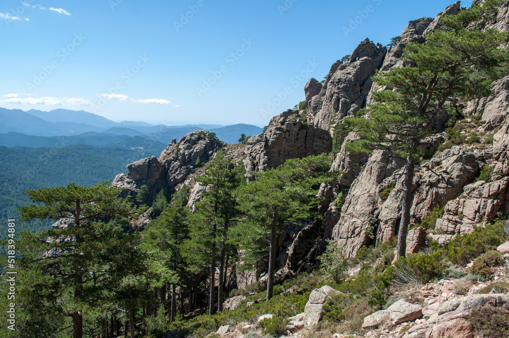 Rocks and mountains in Bavella Park on the island of Corsica Rocks and mountains in Bavella Park on the island of Corsica