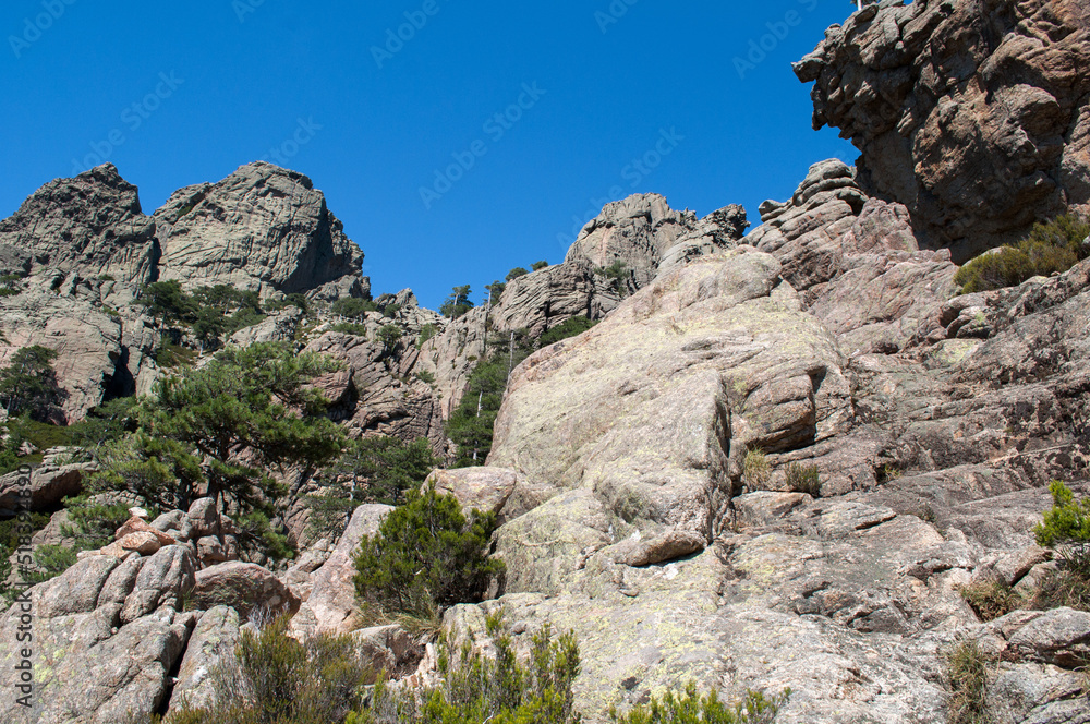 Rocks and mountains in Bavella Park on the island of Corsica Rocks and mountains in Bavella Park on the island of Corsica
