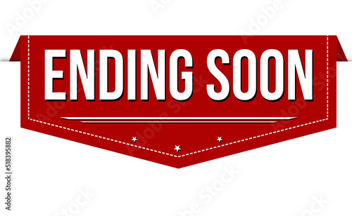Ending soon red ribbon or banner design photo