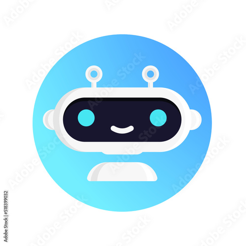 Robot vector modern flat style, chat bot concept illustration for virtual assistant banner, talk bubble speech, digital marketing, chat app, ai, artificial intelligence. 10 eps