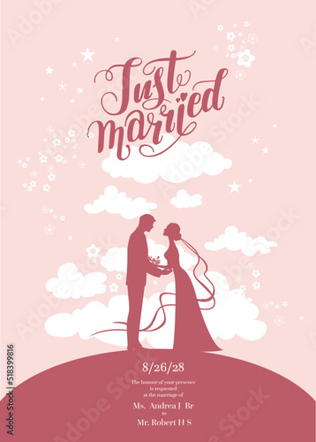 Silhouette of a wedding couple card