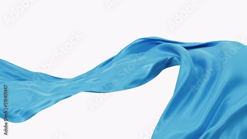 Flowing blue wave cloth with alpha channel, 3d rendering.