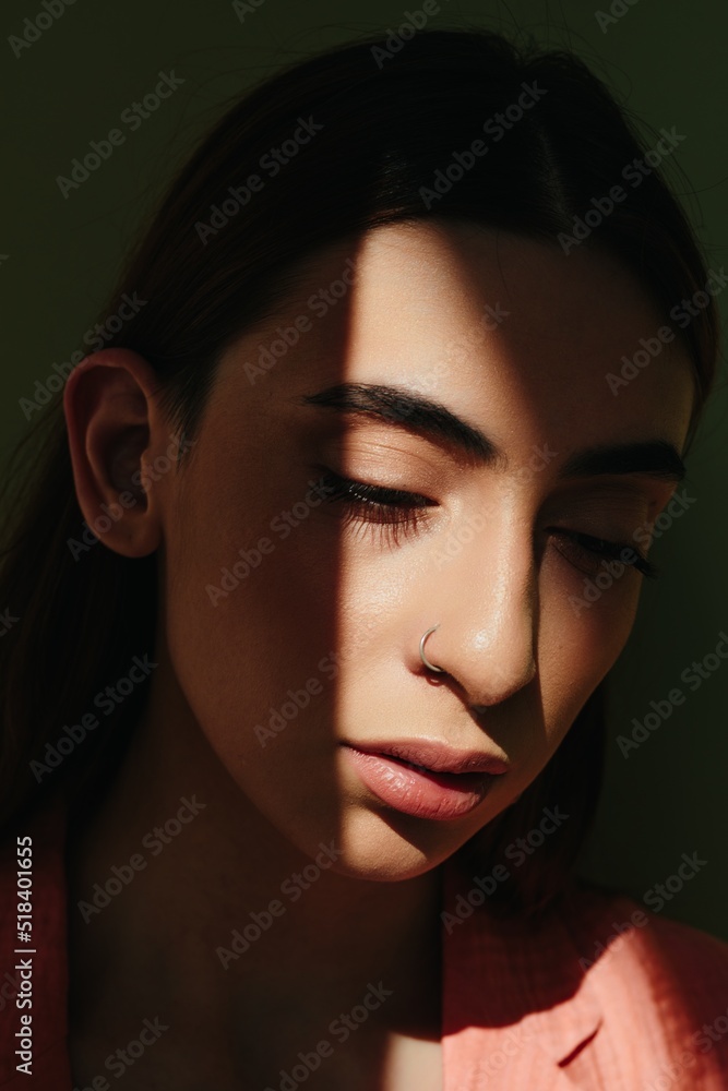 Pensive woman sun portrait Pensive woman sun portrait