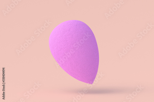 Flying egg sponge on beige background. Cosmetic accessories. Beauty and fashion. Makeup tools. 3d render
