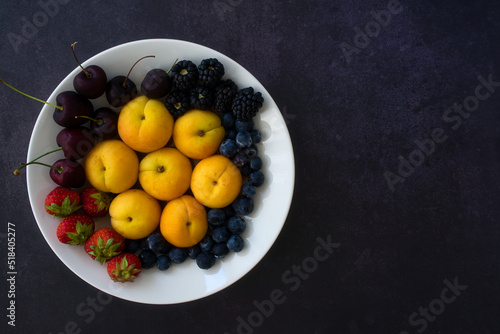 Delicious, sweet, juicy and ripe fruit with copy space. Healthy food
