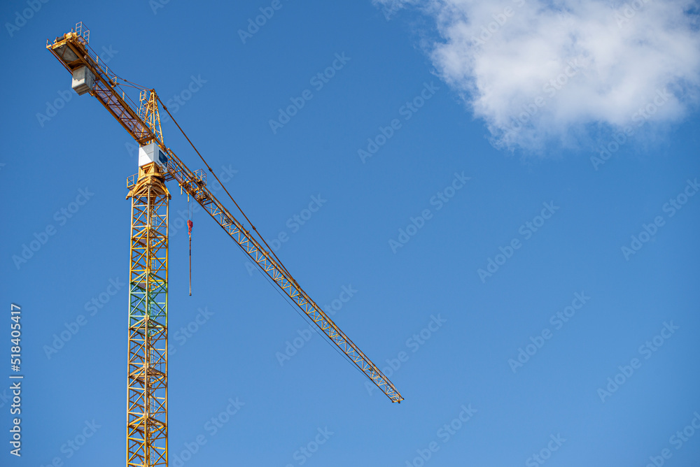 white peaceful sky, white cirrus clouds, beautiful sunny sky, blue sky, yellow lantern, minimalism, building, construction white peaceful sky, white cirrus clouds, beautiful sunny sky, blue sky, yellow lantern, minimalism, building, construction