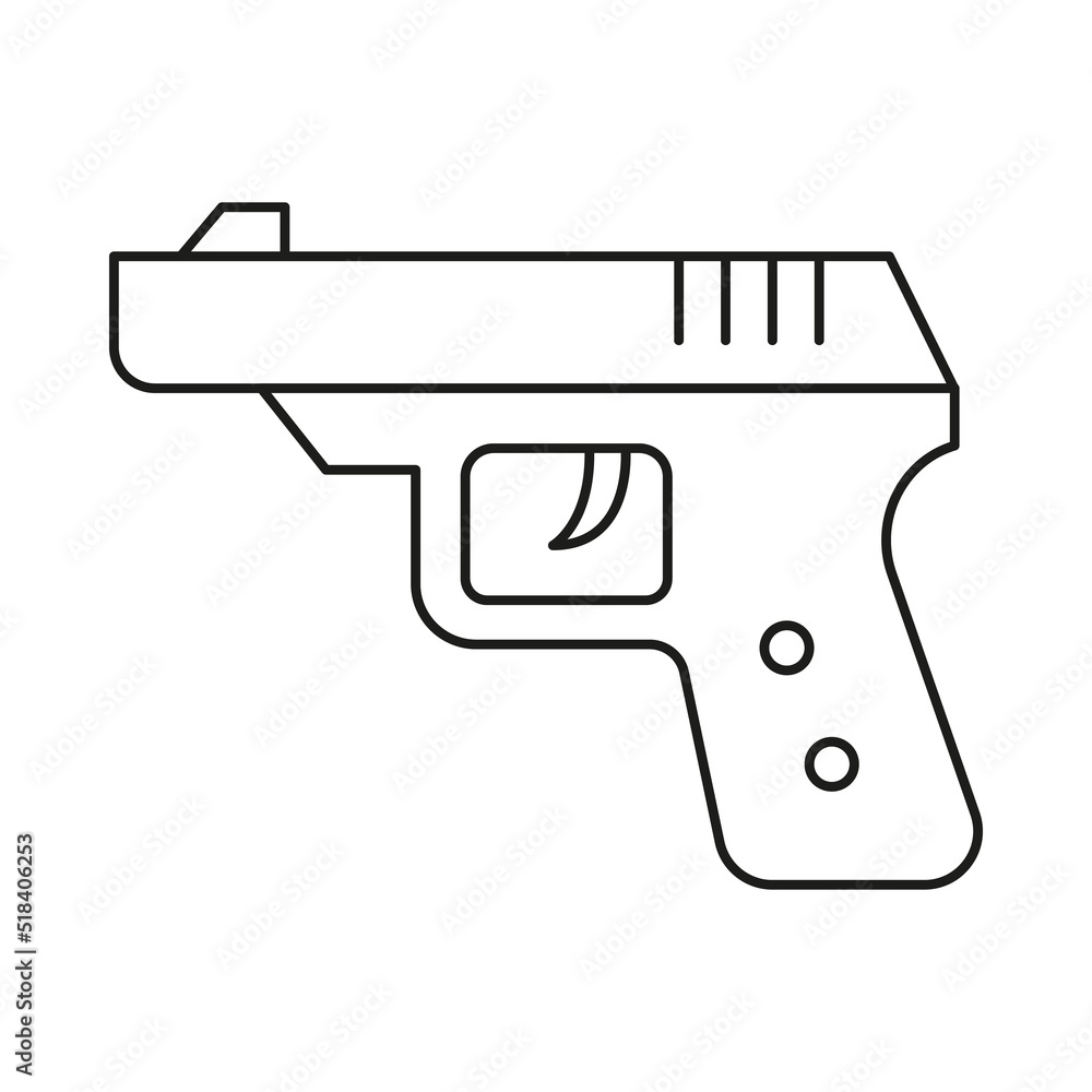 Gun, weapon concept line icon. Simple element illustration. Gun, weapon concept outline symbol design from war set. Can be used for web and mobile on white background Gun, weapon concept line icon. Simple element illustration. Gun, weapon concept outline symbol design from war set. Can be used for web and mobile on white background