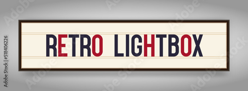 Vector retro lightbox banner, vintage billboard or bright signboard with changeable letters on grunge background. 10 eps