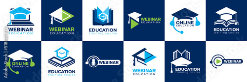 Vector logo of online webinar and education
