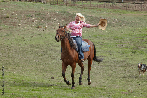 Carefree bareback horseriding