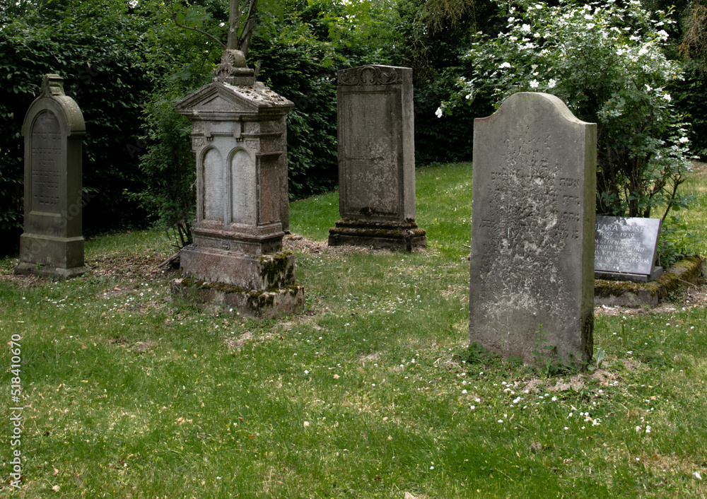 Tombstones in the old pre-war cemetery. Sehnde, Germany. Tombstones in the old pre-war cemetery. Sehnde, Germany.