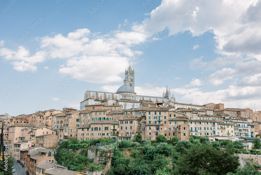 View of Siena, Italy and Duomo di Siena on a summer day