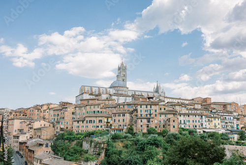 View of Siena, Italy and Duomo di Siena on a summer day