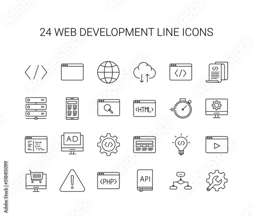Line icon set. Web development pack. Vector Illustration