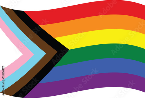 Waved LGBTQ Rainbow flag Quasar Progress