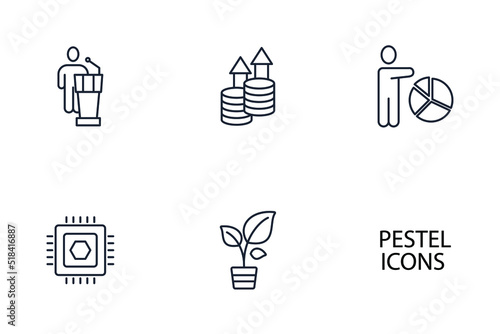 Pestel analysis icons set . Pestel analysis pack symbol vector elements for infographic web