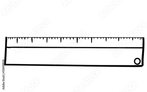 Black doodle of а ruler. Hand-drawn ruler illustration.