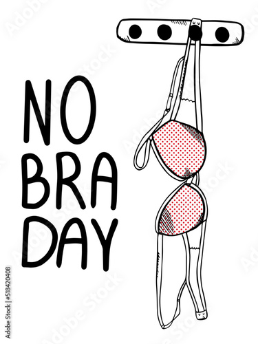 World no bra day. Vector illustration. October 13. Line art