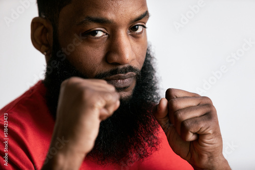 Man With Beard Ready To Fight photo