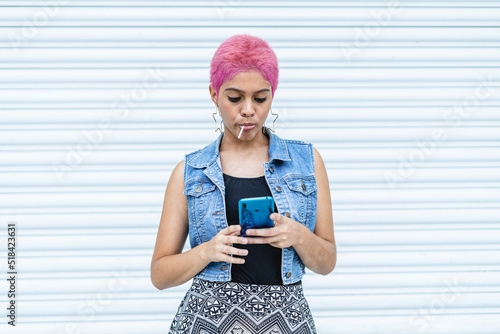 woman writing a text message photo