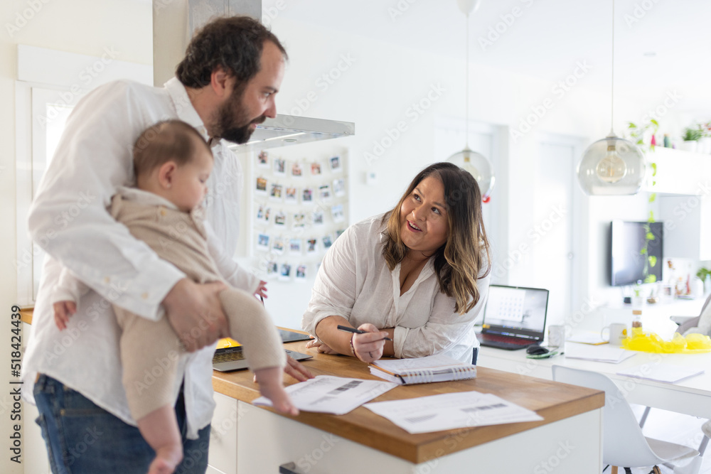 Happy family working at home Happy family working at home