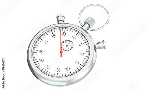 Metal stopwatch isolated on white background, 3d rendering