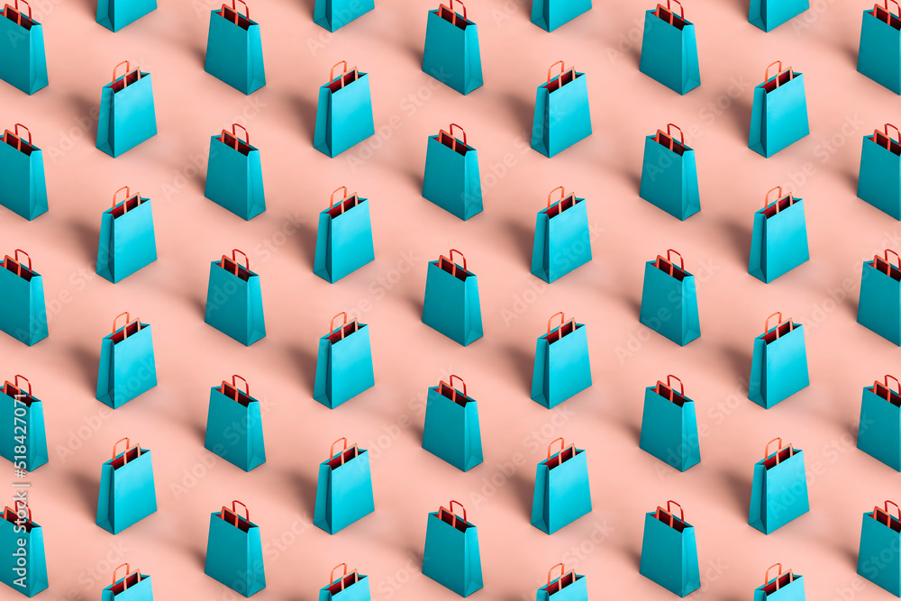 3d pattern of many blue shopping bags Stock Photo | Adobe Stock