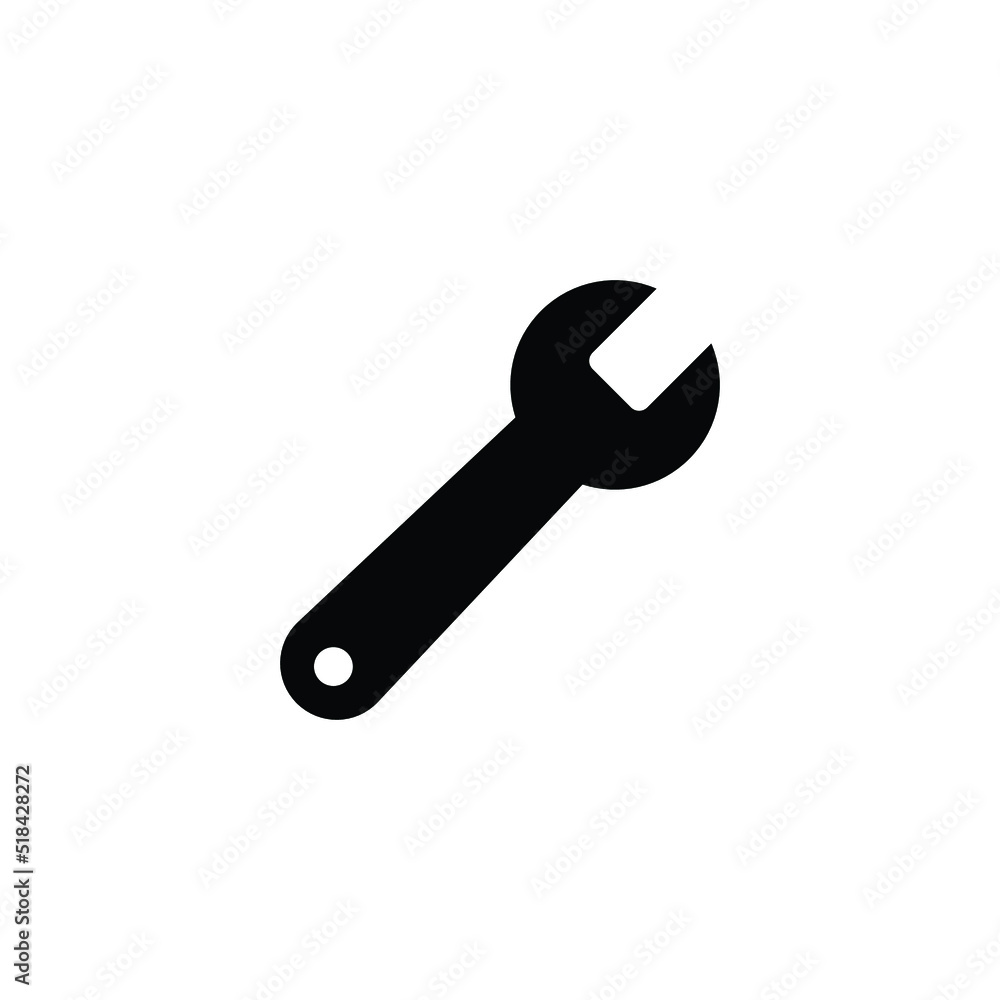 Wrench icon. Simple solid style. Tool, key, spanner, mechanical concept. Glyph vector symbol illustration isolated on white background. EPS 10. Wrench icon. Simple solid style. Tool, key, spanner, mechanical concept. Glyph vector symbol illustration isolated on white background. EPS 10.