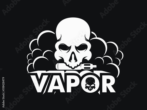 skull vape logo with vapor