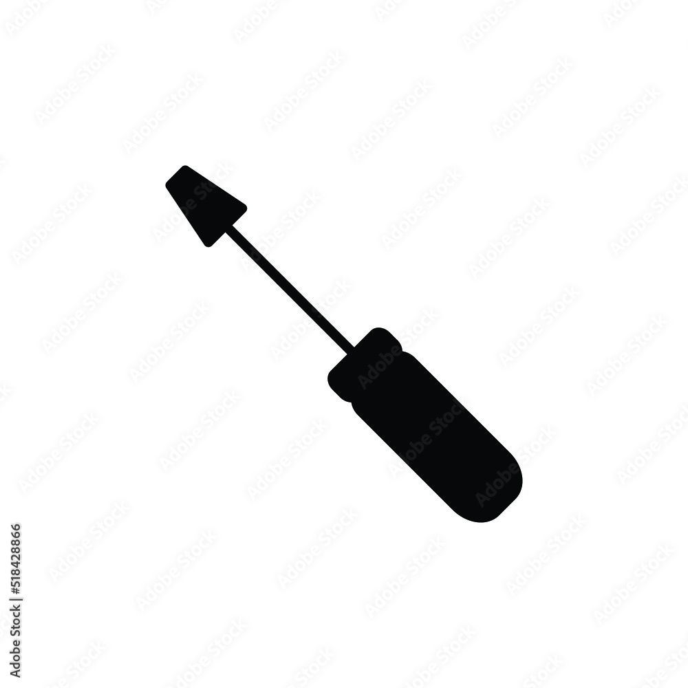 Slotted common blade screwdriver flat icon. Simple solid style. Glyph vector illustration symbol isolated on white background. EPS 10. Slotted common blade screwdriver flat icon. Simple solid style. Glyph vector illustration symbol isolated on white background. EPS 10.