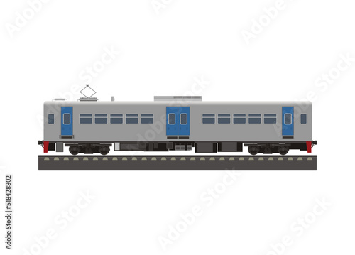 Electric commuter train car. Side view. Simple flat illustration.
