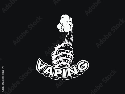 skull vaping logo with holding vape