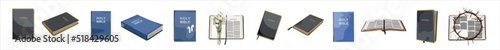 Set of Holy Bible on white background