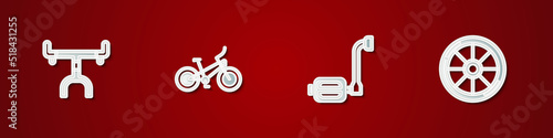 Set Bicycle handlebar, , pedal and wheel icon. Vector